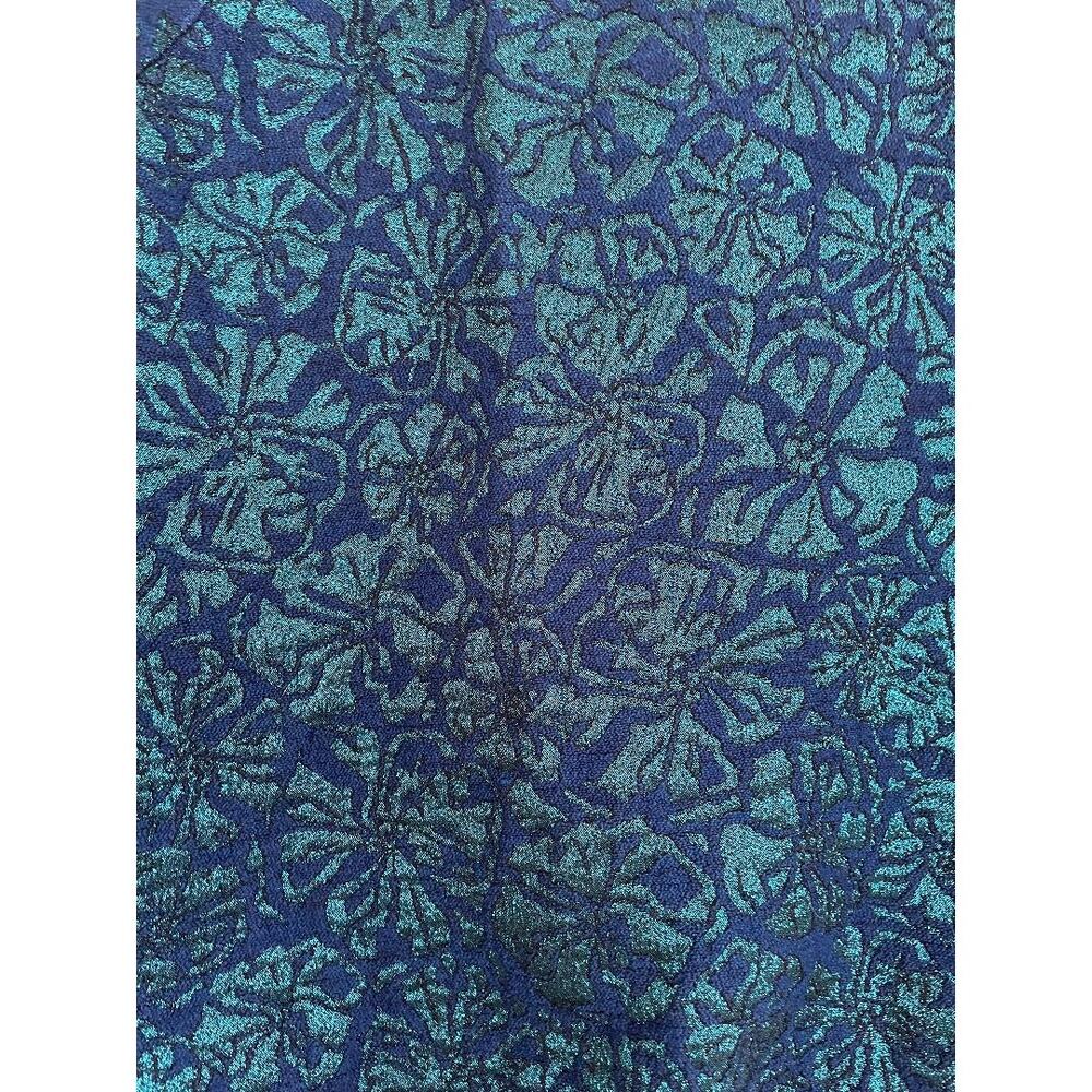 J Crew Floral Jacquard Knit Sweatshirt Blue Metallic Crew Neck Long Sleeve Top S - Picture 3 of 8
